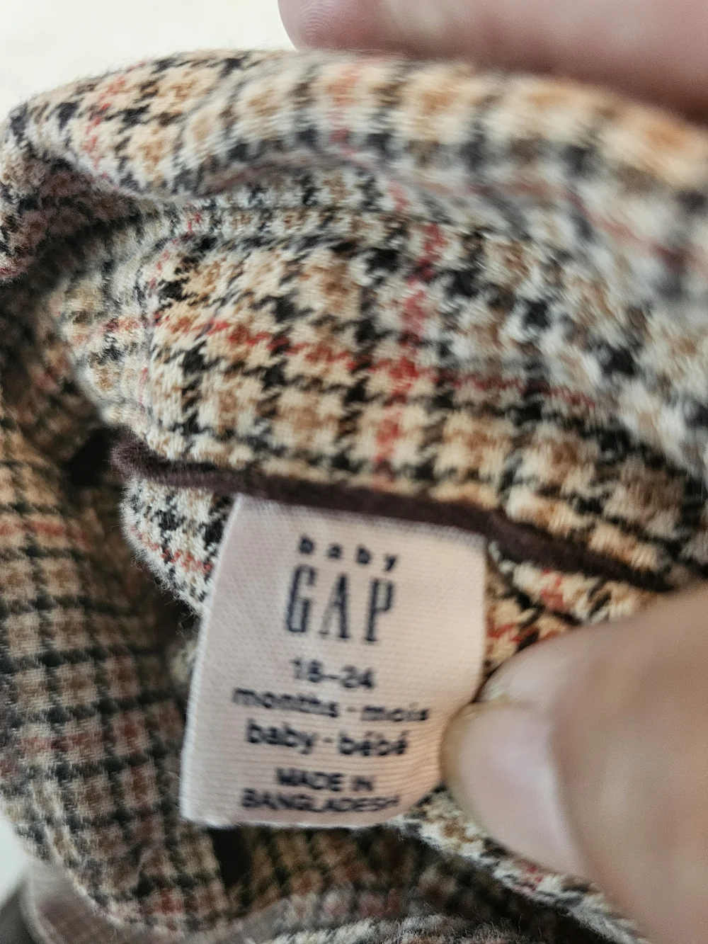 GAP Brown Corduroy Pants with Beige/Brown Plaid Button-Down Shirt